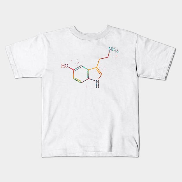 Serotonin Molecule Kids T-Shirt by erzebeth